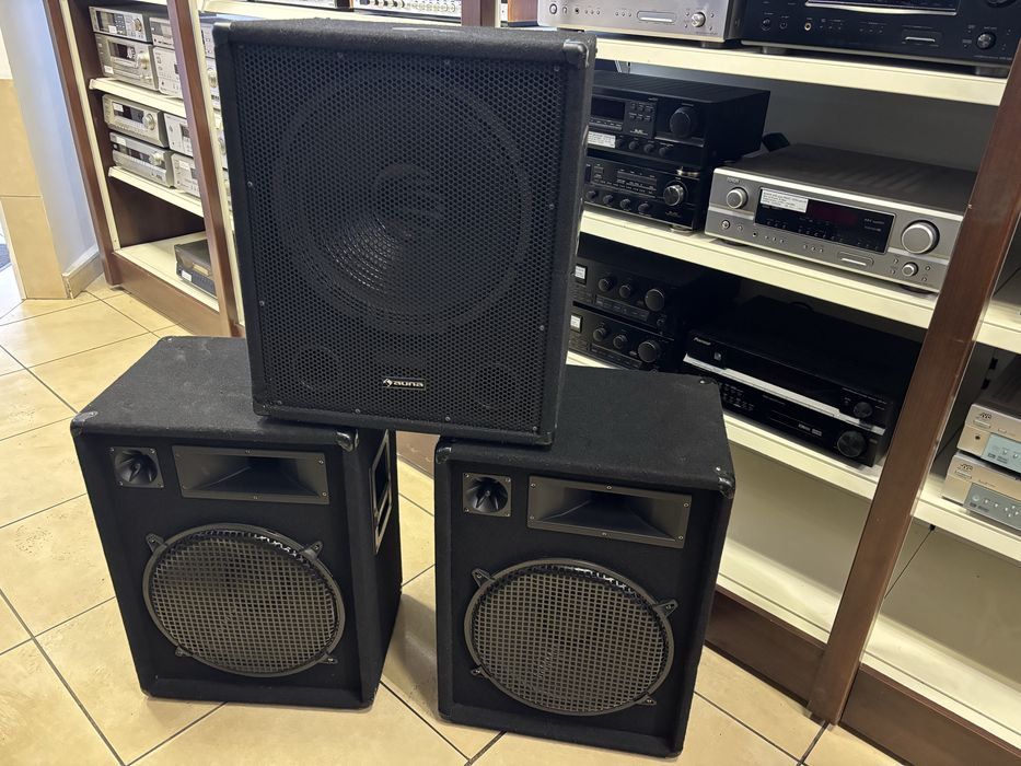Zestaw nagłośnieniowy AUNA SUB15A + 2× Omnitronic DX 1522