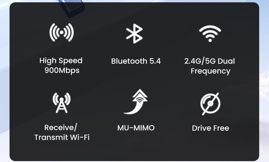ТОП! USB Toocki WiFi6 2.4/5Ghz Bluetooth 5.4 адаптер