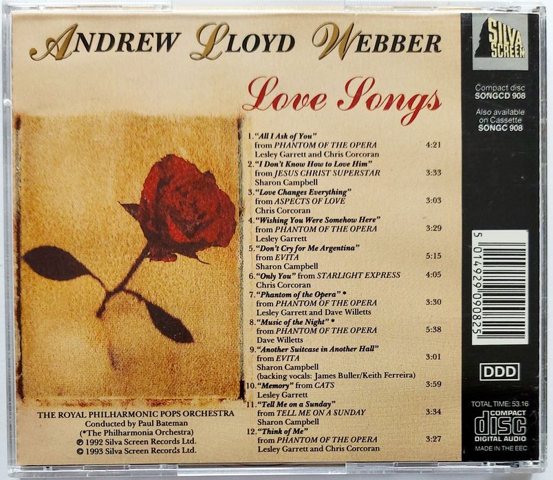 Andrew Lloyd Webber Love Songs 1992r