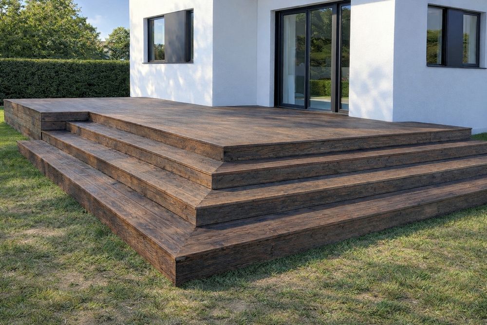 Taras z kompozytu lub drewna.