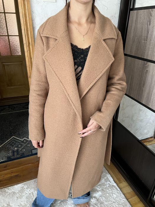 Пальто зимове, шерстяне пальто, пальто кемел, бежеве пальто