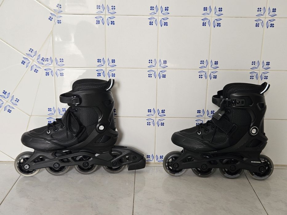 Patins em linha com acessórios