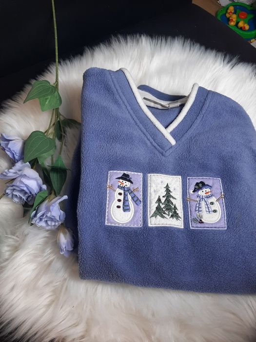 Bluza polar fioletowa ciepła sweter blouse winter autumn vintage oldsc