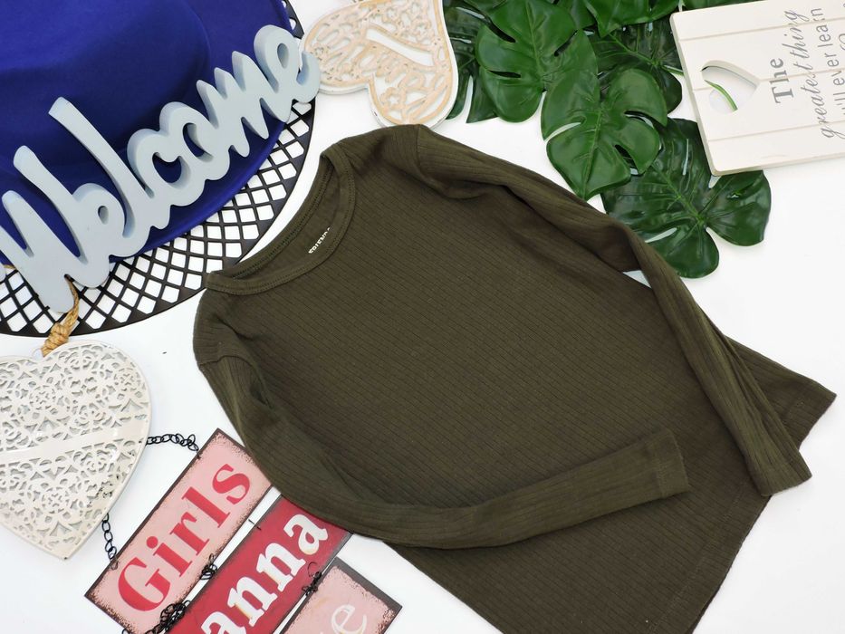 Friends - bluzeczka khaki prążek r 116