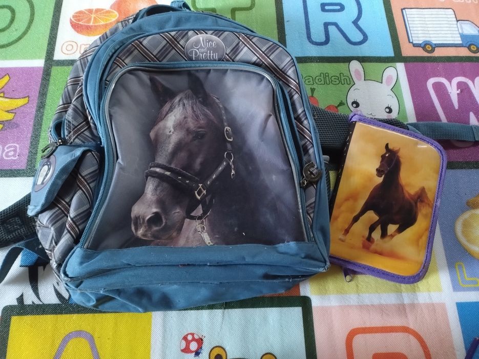 Plecak piórnik motyw koni