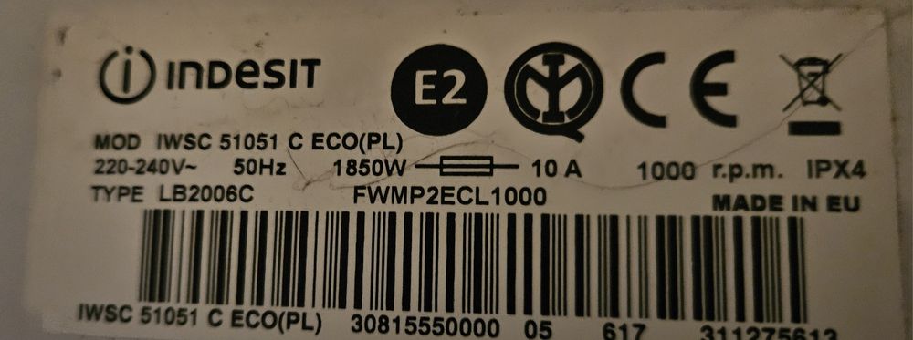 pralka Indesit 5 kg płytka