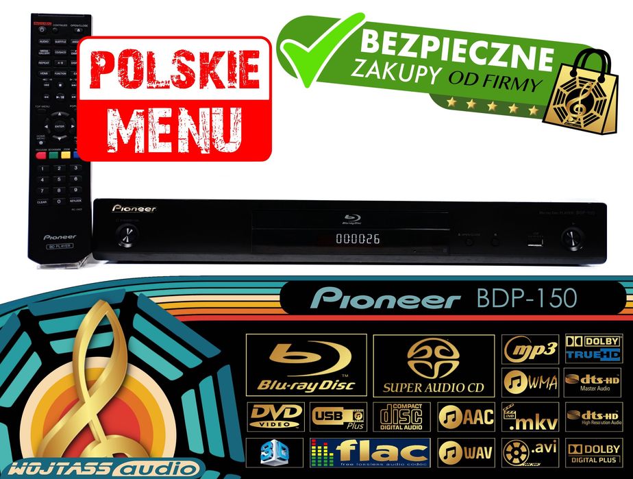 Odtwarzacz Blu-ray Pioneer BDP-150 SACD FLAC USB NTFS DivX mkv MP3 WAV WMA