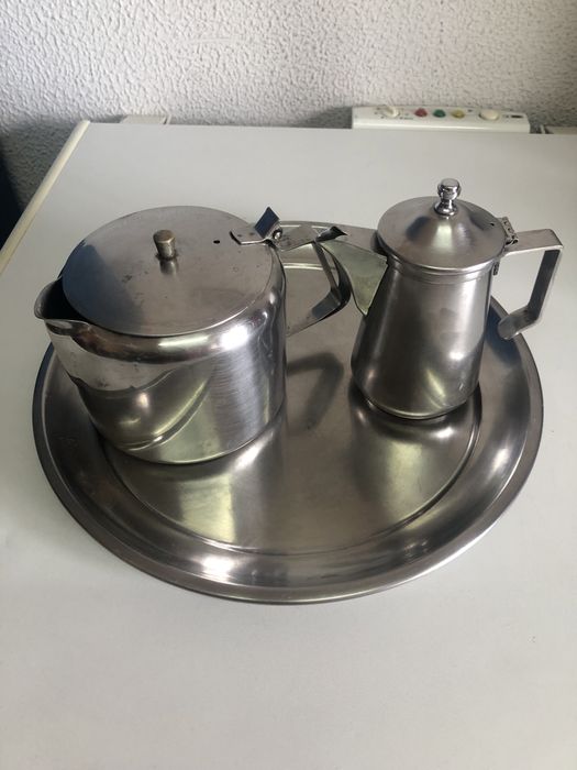 Peças de café com tabuleiro em inox