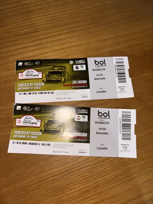 Bilhetes para a super especial de lousada (bancada)