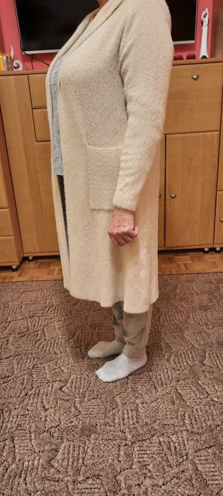 alpaka kardigan długi sweter roz.S/M