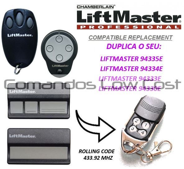 Comando Garagem compatível com Chamberlain Liftmaster