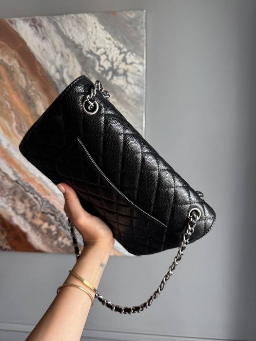 Chanel Classic Flap Caviar Black with Silver Hardware / чёрная сумочка
