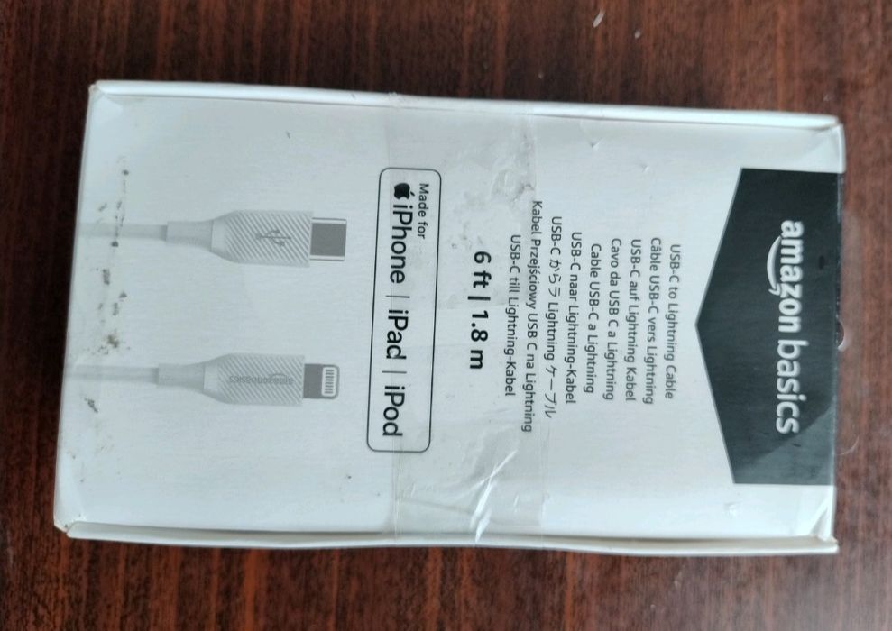 Кабель Amazon Basics USB-C to Lightning для iPhone 8–14 серії, 1.8 м що