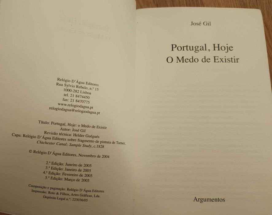 Portugal, Hoje - O medo de existir - José Gil
