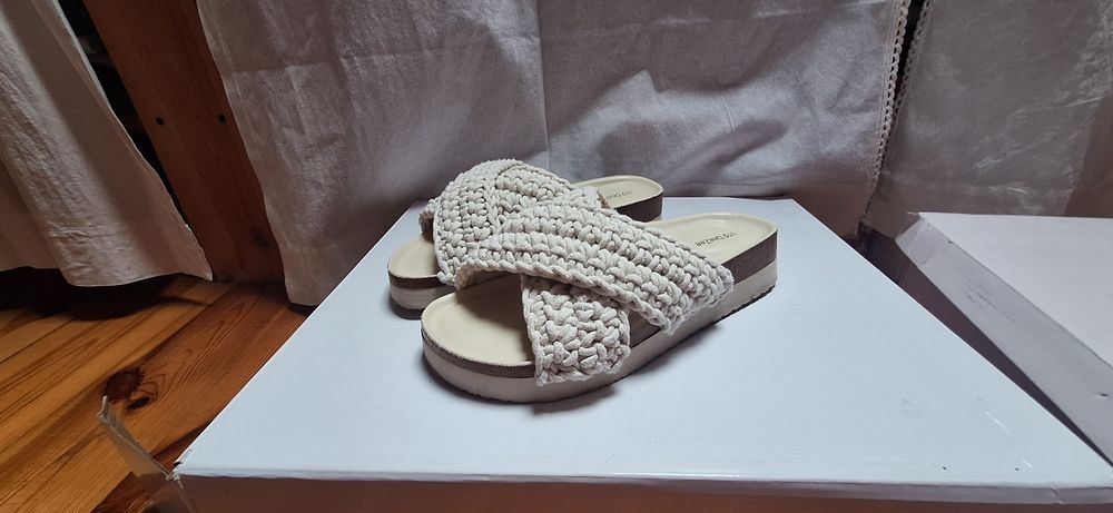 Klapki plecione ze sznurka buty damskie