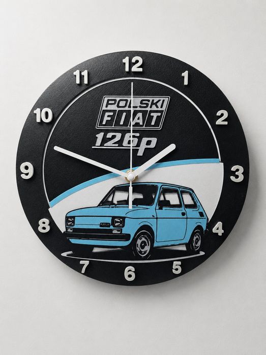 Dwa zegary wiszące fiat 126 niebieski