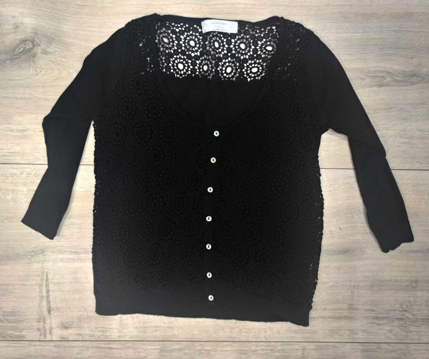 ZARA KNIT czarny krótki sweterek r. M
