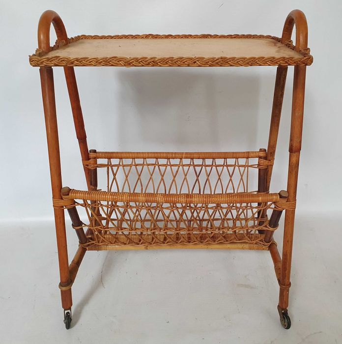 gazetnik kosz bambusowy vintage masywny rattanowy