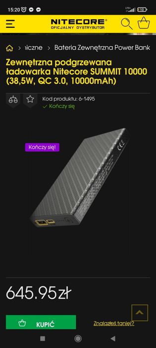 Zewnętrzna podgrzewana ładowarka Nitecore SUMMIT 10000 (38,5W, QC 3.0,