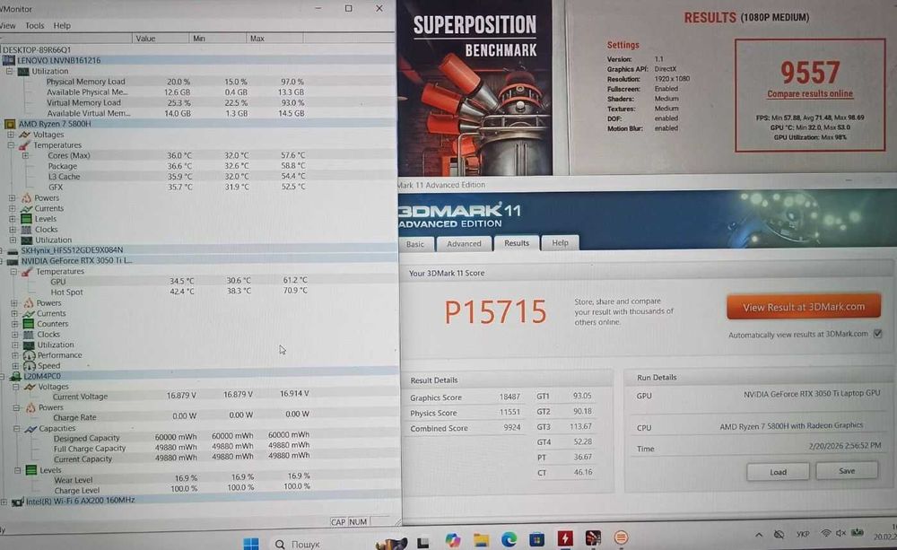 Lenovo Legion 5-15ach6/IPS 165Гц/Ryzen®7 5800/16GB/512/RTX 3050Ti 4GB