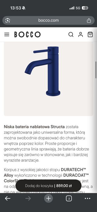 BOCCO Structa Cobalt Blue – nowa bateria umywalkowa nablatowa