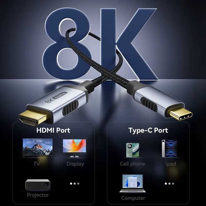 kabel USB-C HDMI 2m 4K_120Hz 8K_60Hz iPad TV MacBook Adapter FDBRO