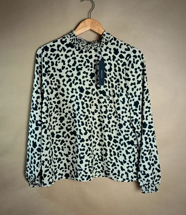 Vero Moda Bluzka Damska Beżowa Panterka Czarna Dalmatyńczyk TOP Balono