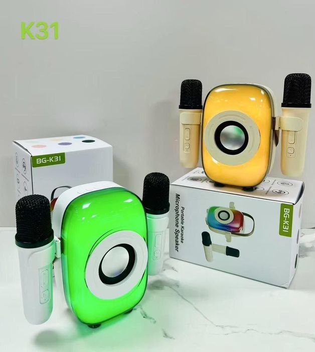 Портативна дитяча  колонка з двома караоке мікрофонами BG-K31