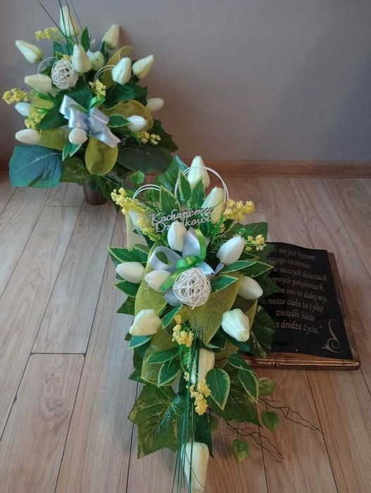 KWIATY na grób KSIĘGA kompozycja na cmentarz KOMPLET