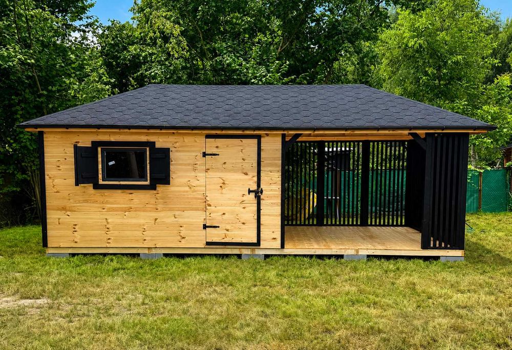 Domek z altanka 3x7 | domek narzedziowy | drewniany domek ogrodowy