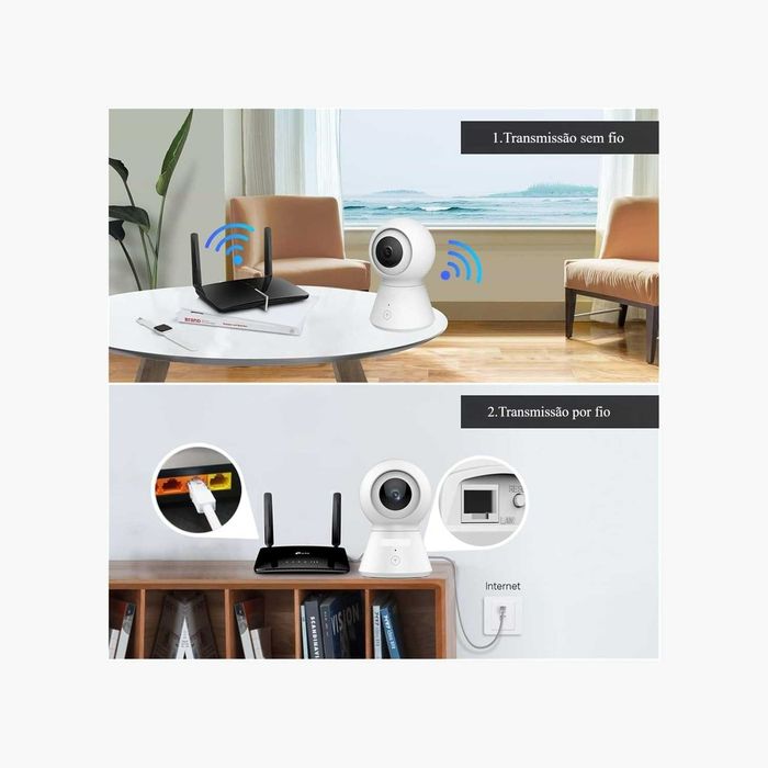 Câmara vigilância WiFi Interior Full HD 1080P 360° com IA, Deteção de Pessoas e Auto Tracking - NOVA