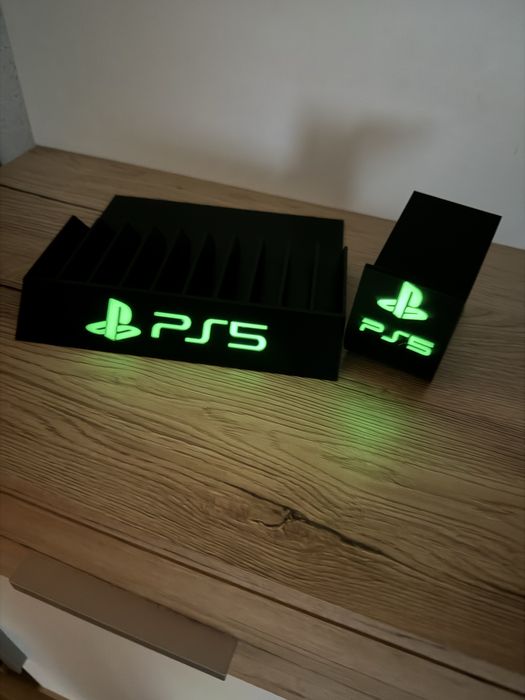 Stojak na gry i pada PS5 napis fluorescencyjny
