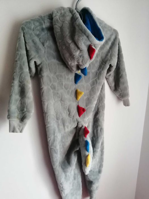 Dinozaur smok szary kostium przebranie strój r. 110 cm