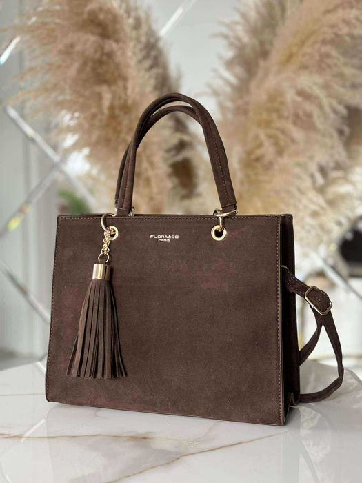 Torebka FKORA&CO kuferek listonoszka brązowa gorzka czekolada prezent