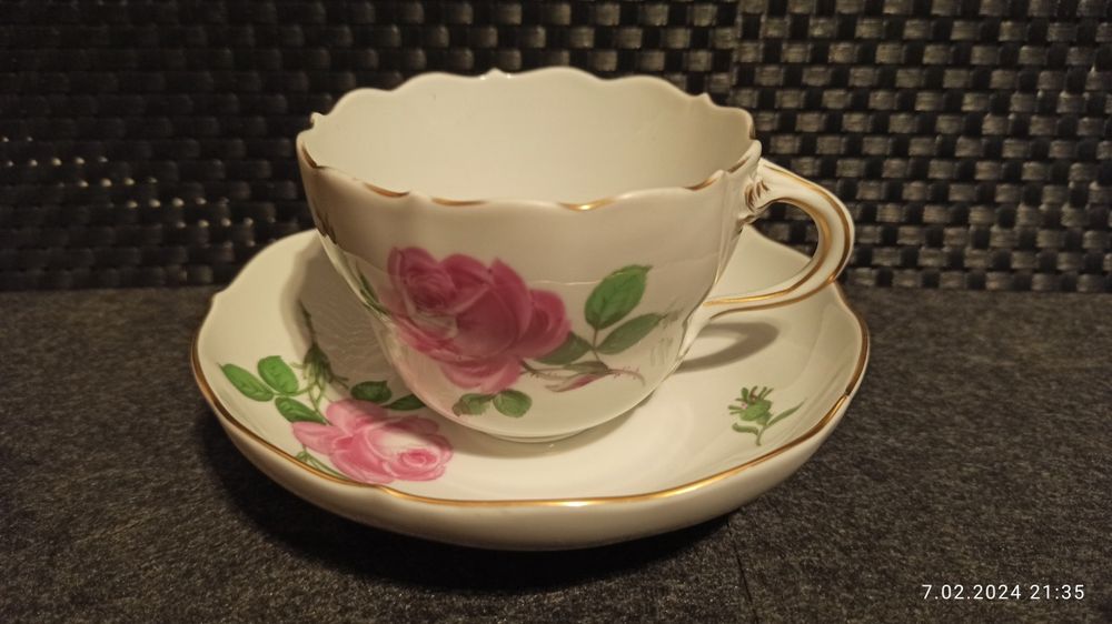 Porcelana MEISSEN DUO kawa Herbata Róża Miśnieńska