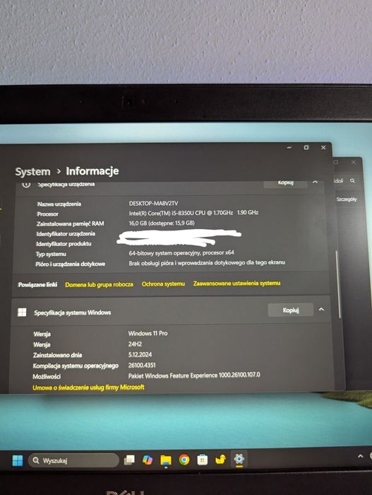 (Jak nowy, Mocna bateria) Dell Latitude 7390 14 /i5/8x3,6GHz/16GB DDR4
