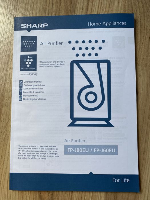 Oczyszczacz powietrza Sharp FP-J80EU z systemem Plasmacluster Ion