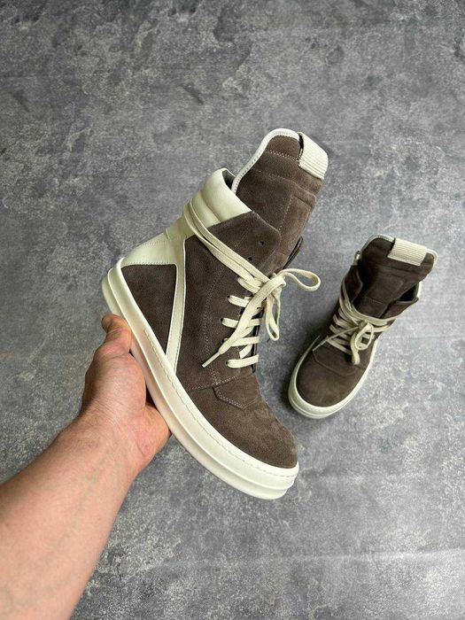 Кеди Rick Owens Geobasket Ramones jumbo laces коричневі opium archive