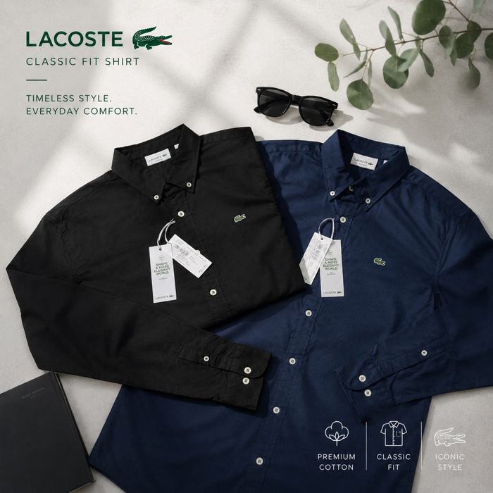 Lacoste Oxford сорочка чоловіча оригінал S M L, синя, чорна