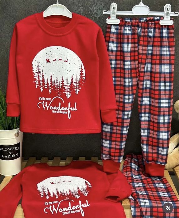 Фемілі лук  новорічний піжама для дівчат і хлопчиків Family look