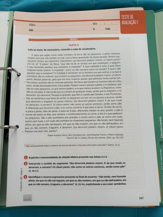Dossier do professor de Português (Sentido) - 11° ano