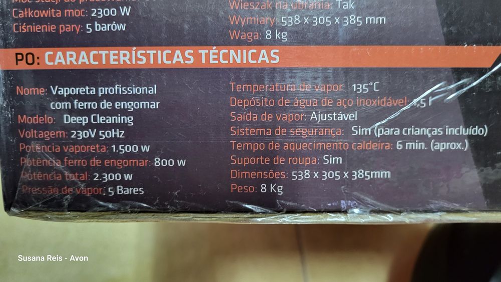 Vaporeta profissional com ferro engomar