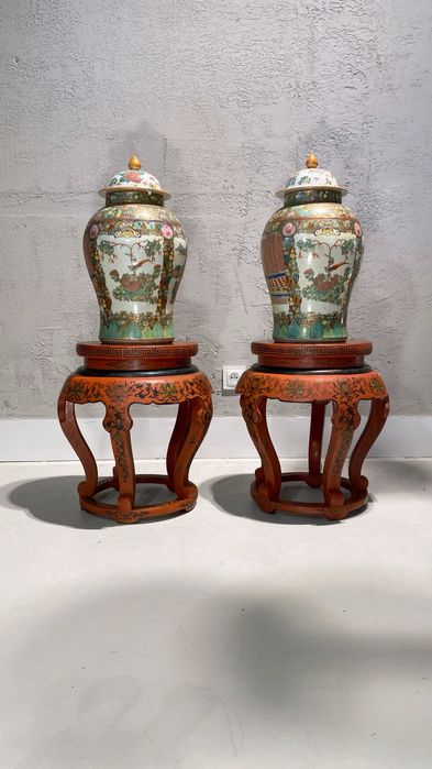 Zabytkowe Stoliki boczne postumenty chinoiserie