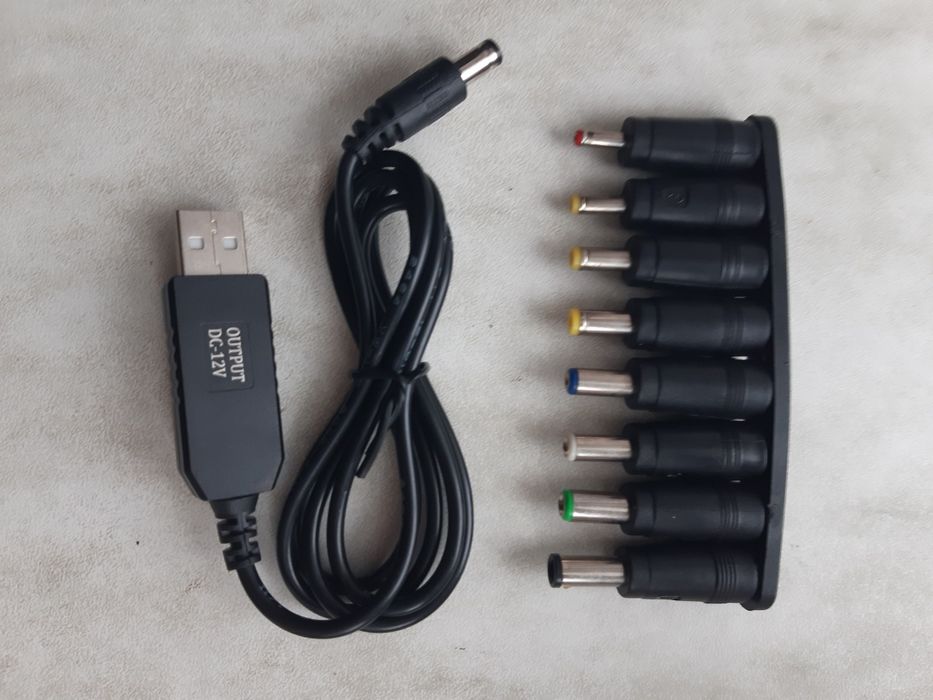 Кабель-повышающий преобразователь USB 5В-12В+8 переходников