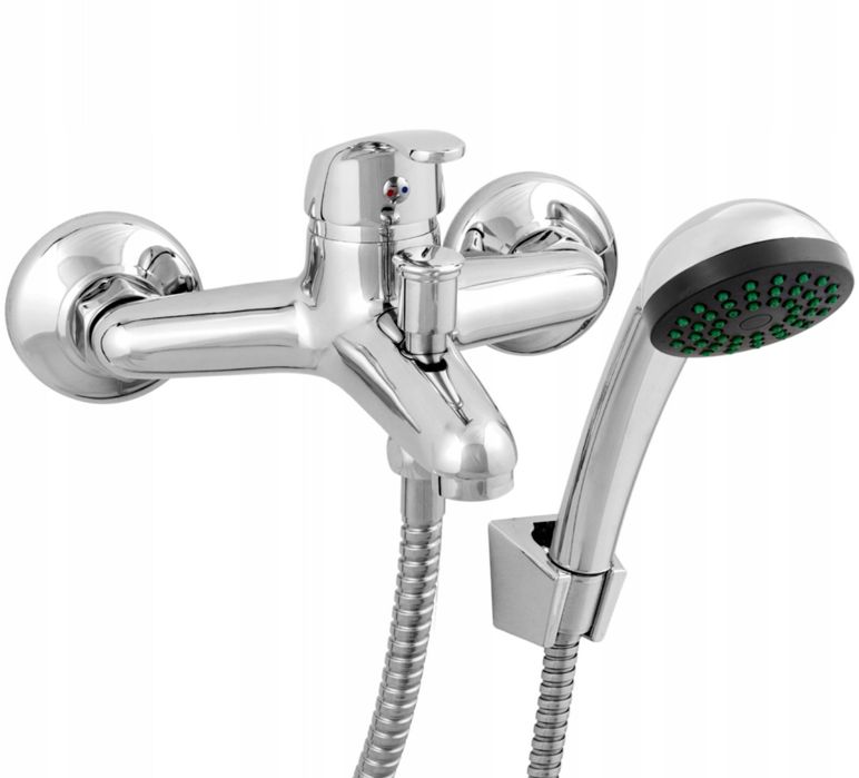 Bateria Wannowa Prysznicowa Ścienna Kran Wannowo Natryskowa Chrom