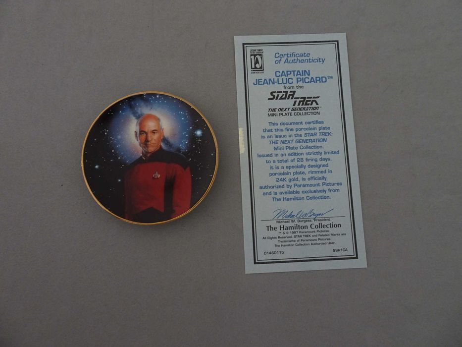 Prato Star Trek Captain Jean-Luc Picard com certificado autenticidade