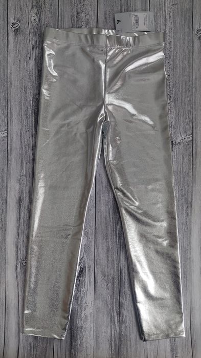 Срібні лосіни яскраві блискучі хамелеон на дівчинку 134 см 8-9 років