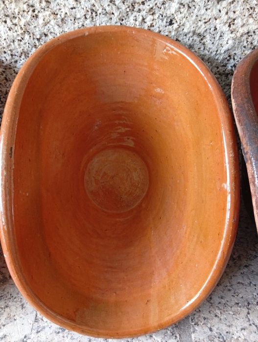 Lote de 3 arrozeiras ovais em barro