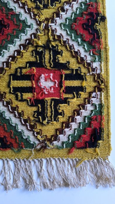 Gobelin kilim makatka z frędzelkami wełniany hand made, vintage