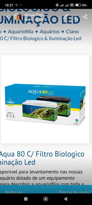 Ciano Aqua 80 c/ filtro biologico & iluminação Led
